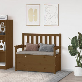 Bench Honey Brown Solid Pine Wood Medium Bench Rectangu...