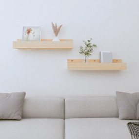 Wall Shelf Natural Wood Solid Pine Wood 19.7 in x 4.7 i...