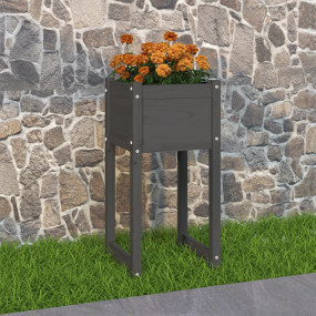 Planter Grey Solid pine wood Medium Durable Planter Squ...
