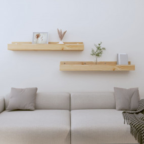 Wall Shelf Natural Pine Solid Pine Wood Medium Wall Mou...