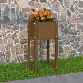 Planter Honey brown Solid pine wood Medium Decorative I...