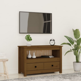 TV Cabinet Honey brown Solid pine wood, metal medium TV...