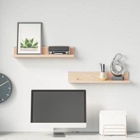 Wall Shelf Natural Pine Solid Pine Wood Medium Wall mou...