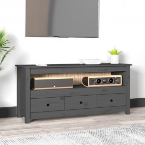 TV Cabinet Grey Solid Pine Wood, Metal 44.9 x 13.8 x 20...