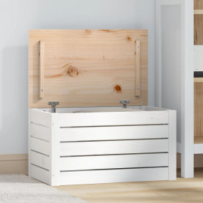 Storage Box White Solid pinewood 23.4 x 14.4 x 13.0 in