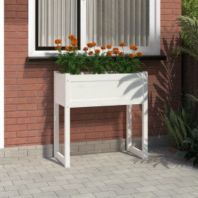 Planter White Solid Pine Wood 30.7x15.7x31.9 in Durable...