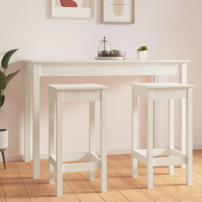 Bar Chair Set of 2 White Solid pine wood Medium Durable