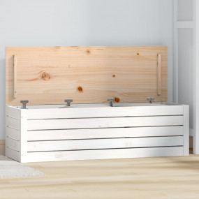 Storage Box White Solid pinewood Large Storage Box Rect...