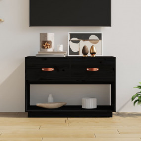 TV Cabinet Black Solid Pine Wood 35.4 in x 15.7 in x 23...