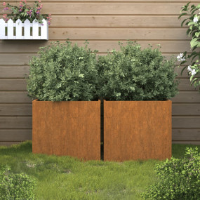 Planter Set of 2 Rusty Corten steel Medium Decorative I...