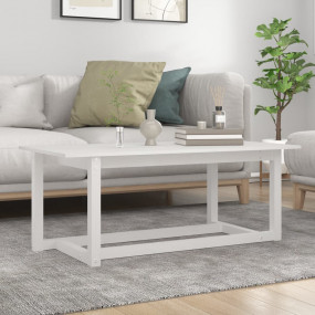 Coffee Table White Solid Pine Wood Medium Simplistic