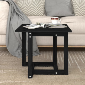 Coffee Table Black Solid Pine Wood Medium Durable Coffe...