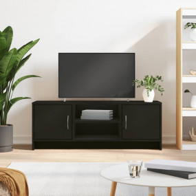 TV Cabinet Black Engineered Wood Rectangular Modern Doo...