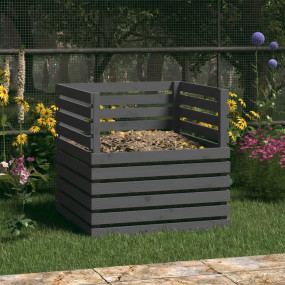 Composter Grey Solid pine wood 31.5 x 31.5 x 30.7 in Du...