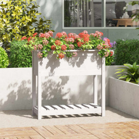 Planter White Solid pine wood 31.9 in height, 32.5 in w...