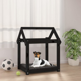 Dog Bed Black Solid Pine Wood 24x19.7x27.6 in Minimalis...