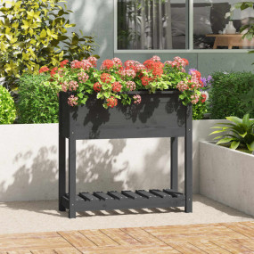 Planter Grey Solid pine wood Medium Planter Rectangular