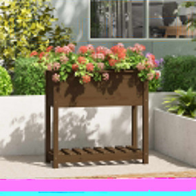 Planter Honey brown Solid pine wood 32.5x13.6x31.9 in P...