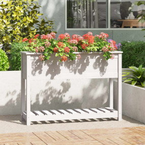 Planter White Solid pine wood Medium Planter Rectangula...