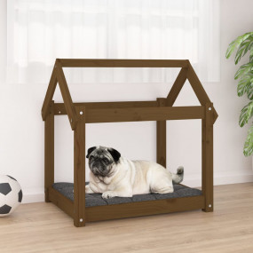 Dog Bed Honey Brown Solid Pine Wood Medium Dog Bed Rect...