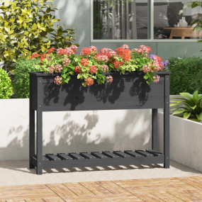 Planter Grey Solid Pine Wood Medium Storage Planter