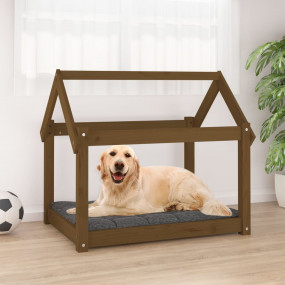 Dog Bed Honey Brown Solid Pine Wood 31.9 x 23.6 x 27.6 ...