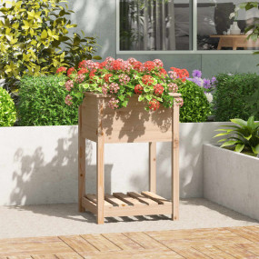 Planter Natural Solid Pine Wood Medium Planter Square R...