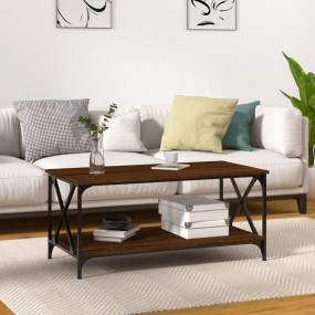 Coffee Table Brown Oak Engineered Wood and Iron