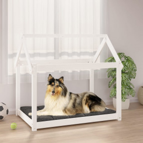 Dog Bed White Solid Pine Wood Medium Minimalistic Dog B...