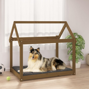 Dog Bed Honey Brown Solid Pine Wood Medium Simple Dog B...