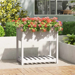 Planter White Solid pine wood Medium Planter Rectangula...