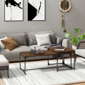 Coffee Table Brown Oak Engineered Wood Adjustable Armre...