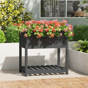 Planter Grey Solid pine wood Medium Planter Rectangular