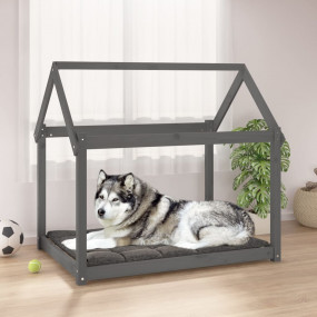 Dog Bed Grey Solid Pine Wood Large Minimalistic Dog Bed