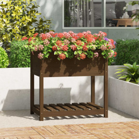 Planter Honey Brown Solid Pine Wood Medium Durable Plan...