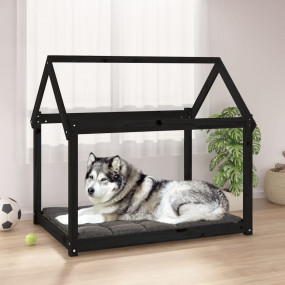 Dog Bed Black Solid pine wood Large Tough Dog Bed Recta...