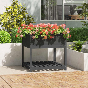Planter Grey Solid pine wood Medium Planter Rectangular