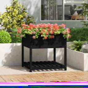 Planter Black Solid pine wood Large Planter Square Rust...