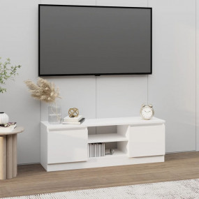 TV Cabinet With Door White Engineered wood 40.2 in long