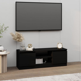 TV Cabinet With Door Black Engineered wood