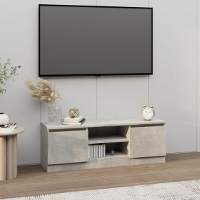 TV Cabinet With Door Concrete Gray Engineered Wood Stan...