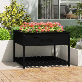 Planter Black Solid Pine Wood Large Planter Square Rust...