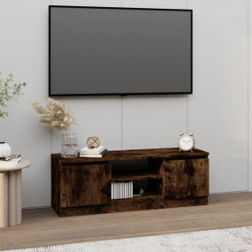 TV Cabinet With Door Smoked Oak Engineered Wood Standar...