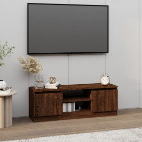 TV Cabinet With Door Brown Oak Engineered Wood Medium