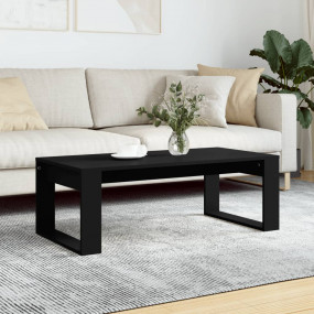 Coffee Table Black Engineered Wood Medium Modern Coffee...