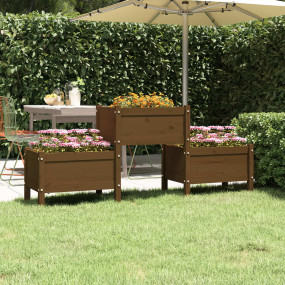 Planter Honey Brown Solid Pine Wood Large Planters Plan...