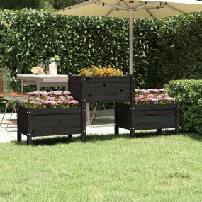 Planter Black Solid Pine Wood Large Planters Planter