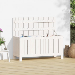 Garden Storage Box White Solid Pine Wood Large Garden S...