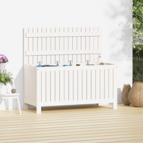 Garden Storage Box White Solid Pine Wood Medium