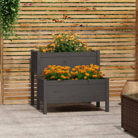 Planter Grey Solid Pine Wood Medium Planters Planter Sq...